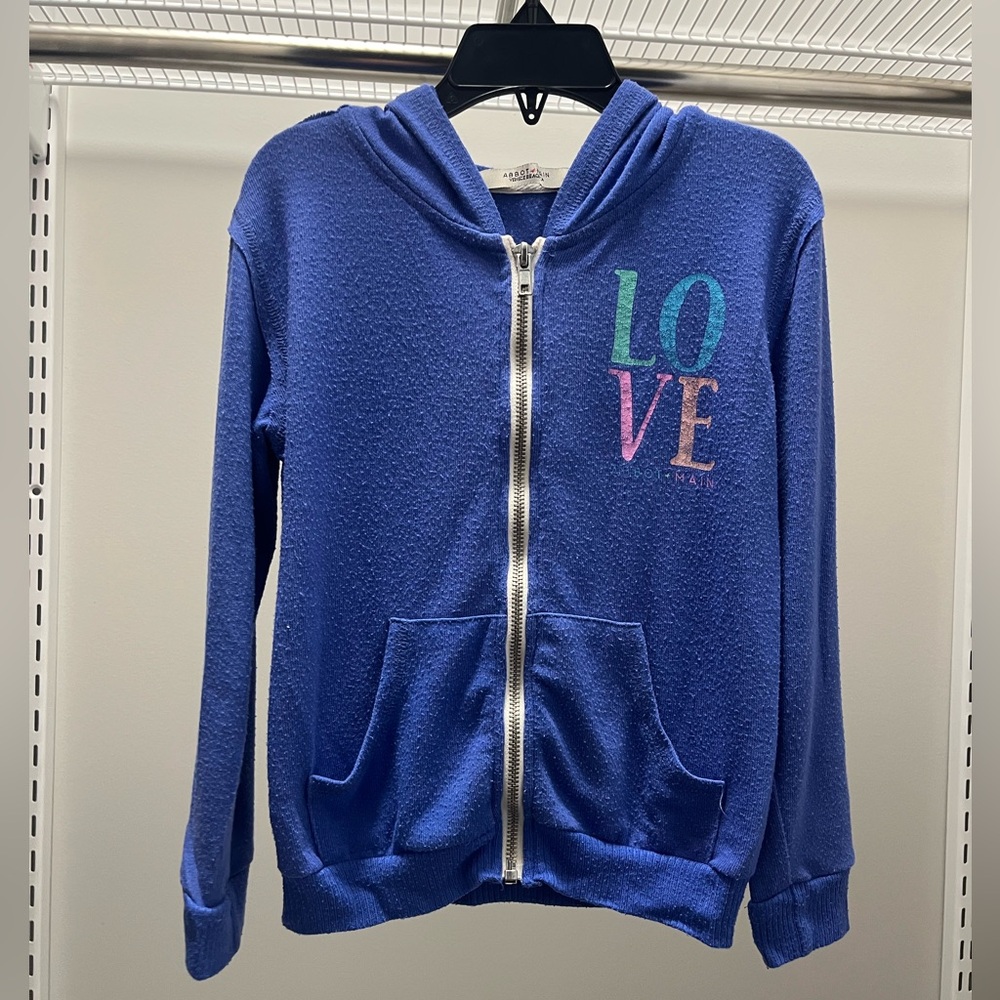 Abbot Main Blue/Purple Zip Hoodie with Colorful LOVE Graphic